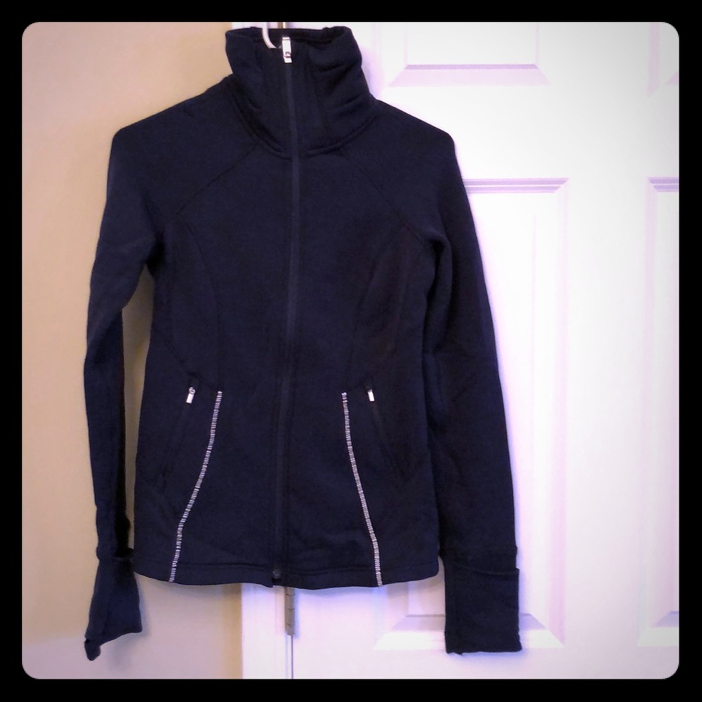 Athleta navy blue high collar zip up jacket